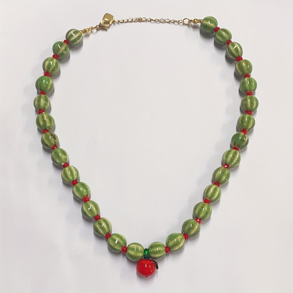 Women's Ceramic Mixed Beaded Chili Pepper Necklace
